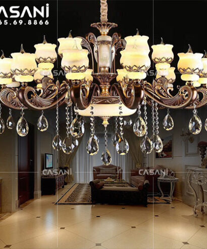 Đèn Chùm Pha Lê Bát Đá Tự Nhiên CCP-7628-15