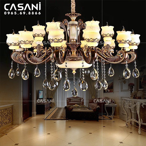 Đèn Chùm Pha Lê Bát Đá Tự Nhiên CCP-7628-15